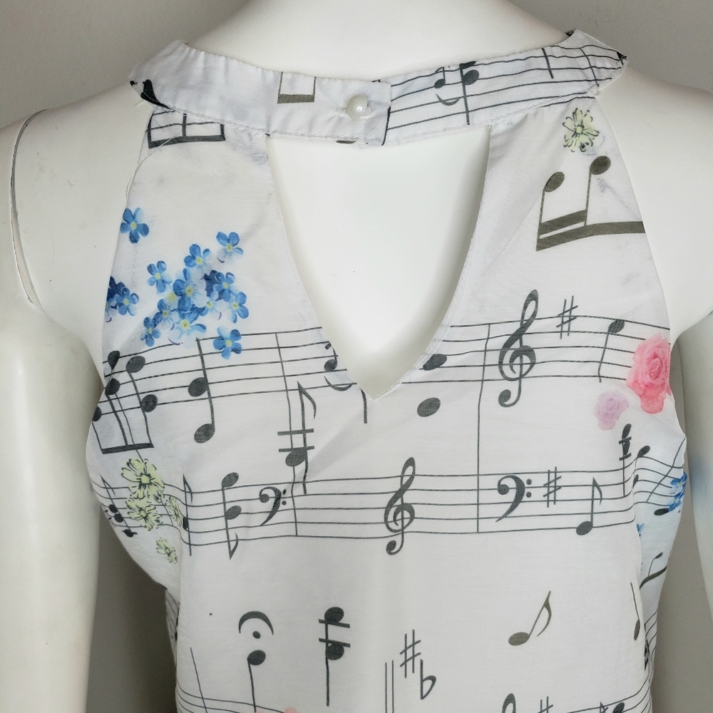 Musical Note Print Women's Top - Picture 6 of 9